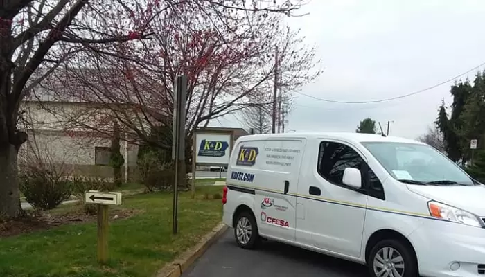 service van infront of building service van infront of building